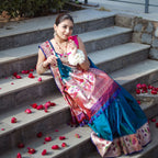 Paithani katan silk saree with rich floral zari border and elegant design