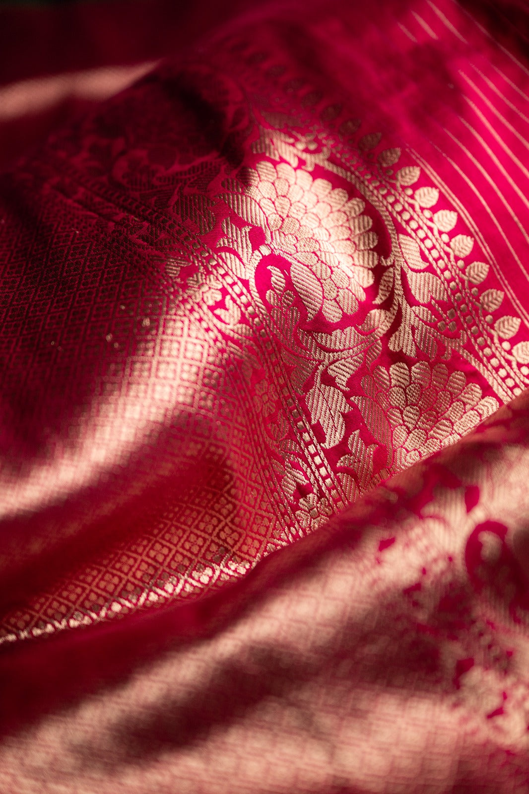 Premium katan satin silk saree suitable for wedding and bridal occasions