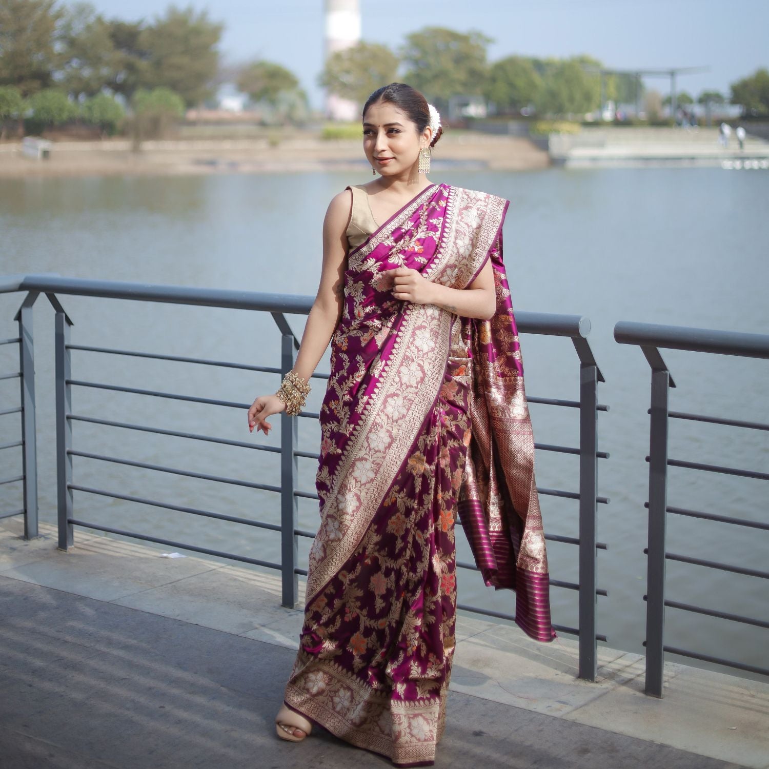 Premium katan silk saree with smooth fabric and ethnic style for women