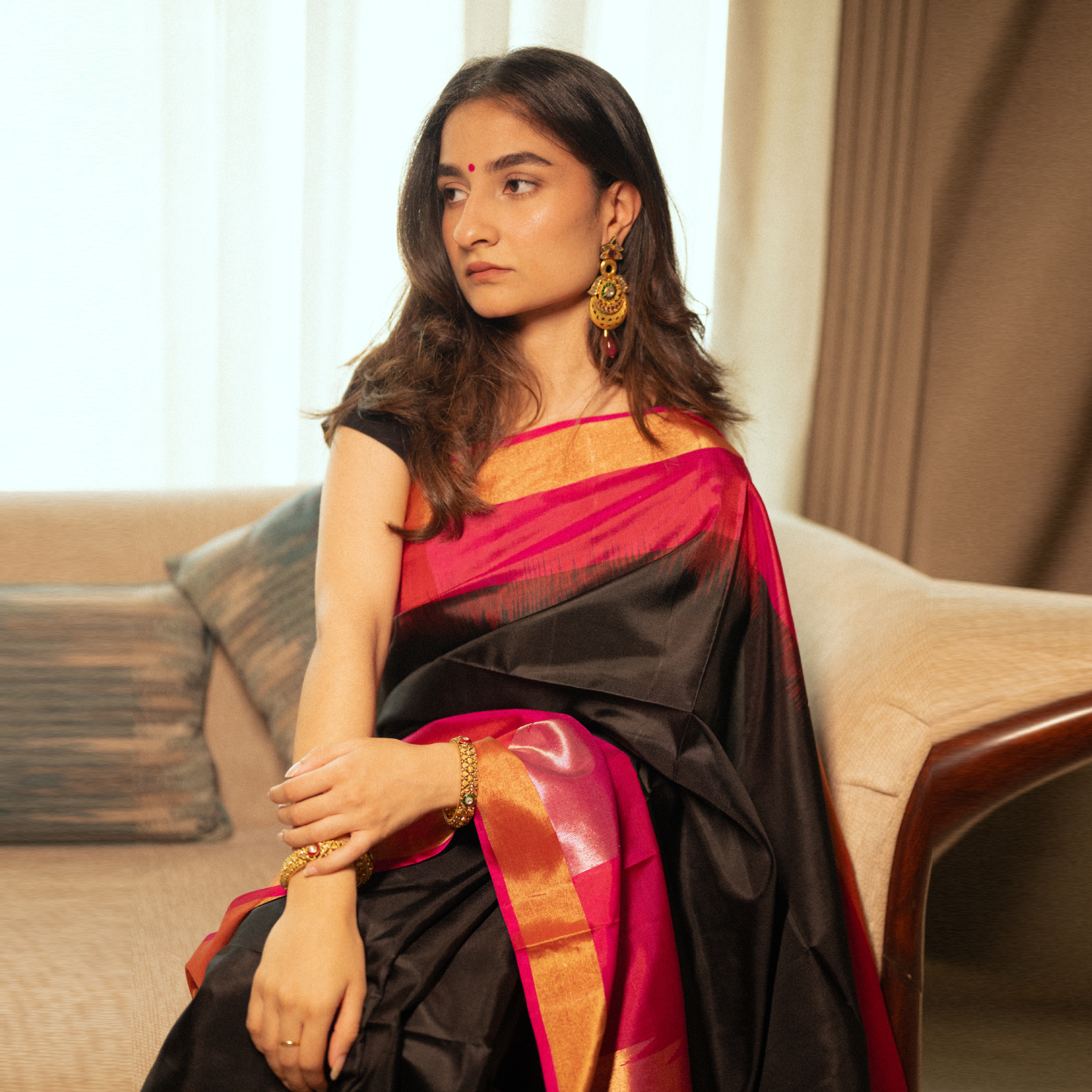 Premium Temple silk saree for bridal and festive occasions with traditional design