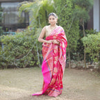 Pure katan silk saree with detailed jaal pattern and elegant ethnic style for women