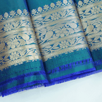 Flat lay view of the unstitched premium pure silk blouse fabric featuring a matching handwoven gold border included with the saree.