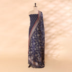 Detailed shot of the radiant prismatic multicoloured dupatta highlighting the intricate traditional handloom floral weaving craftsmanship.
